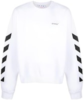 OFF-WHITE FW22 Side Stripe Letter Print Crewneck Sweatshirt White OMBA058C99FLE0010110 OFF-WHITE FW22 Side Stripe Letter Print Crewneck Sweatshirt White OMBA058C99FLE0010110