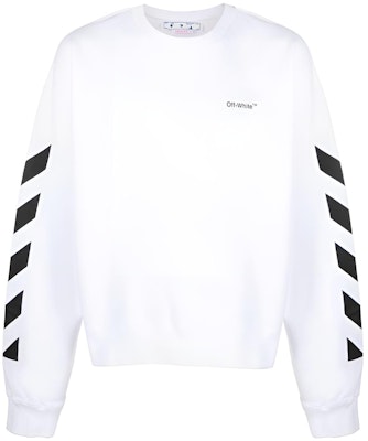 OFF-WHITE FW22 Baju Crewneck Putih dengan Cetakan Jalur dan Huruf Sisi OMBA058C99FLE0010110 Buy OFF-WHITE FW22 Baju Crewneck Putih dengan Cetakan Jalur dan Huruf Sisi OMBA058C99FLE0010110