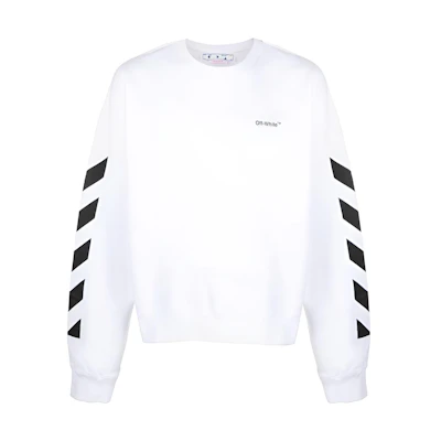 OFF-WHITE FW22 Side Stripe Letter Print Crewneck Sweatshirt White OMBA058C99FLE0010110