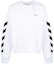 Order OFF-WHITE FW22 Baju Crewneck Putih dengan Cetakan Jalur dan Huruf Sisi OMBA058C99FLE0010110