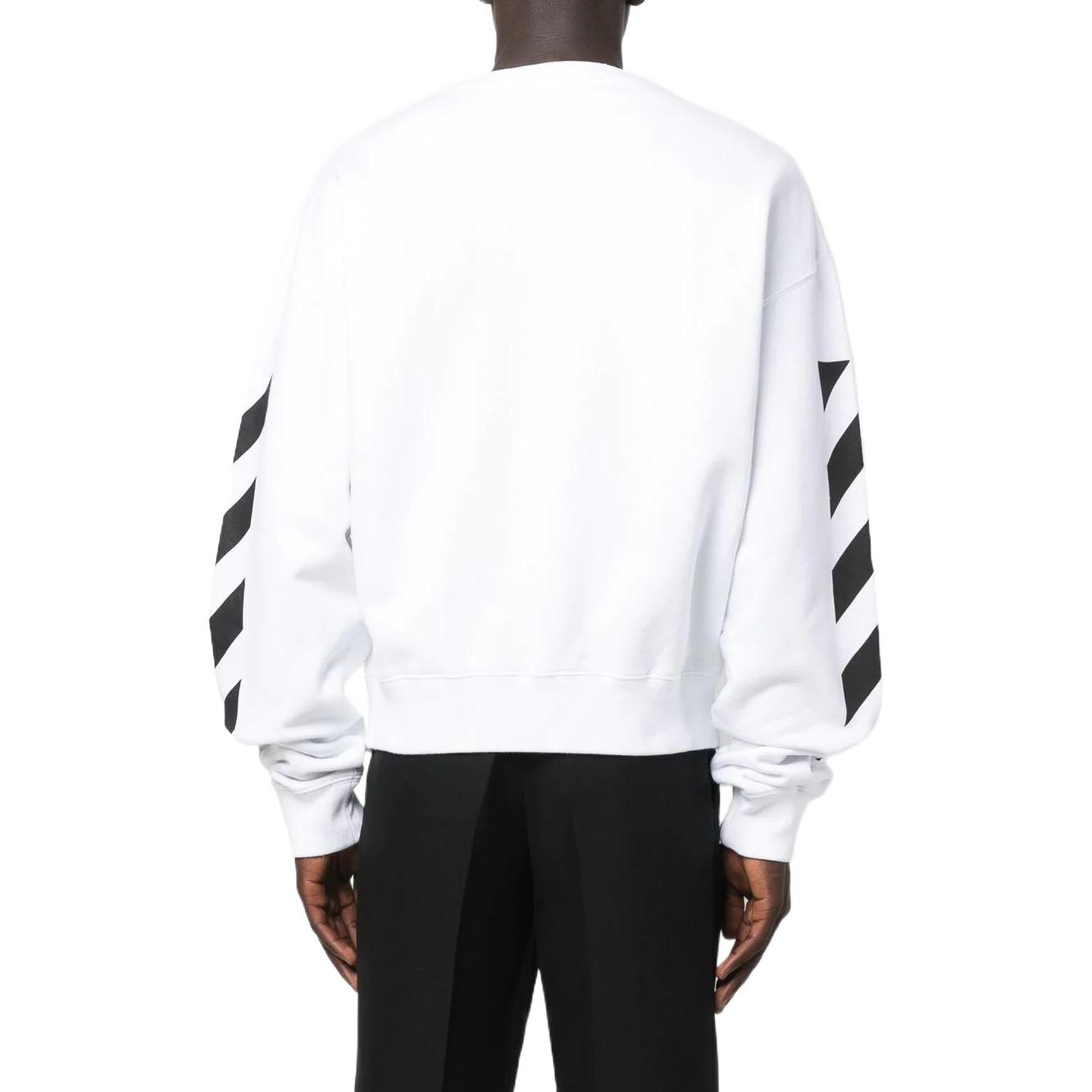 Purchase OFF-WHITE FW22 側條紋字母印花白色圓領衛衣 OMBA058C99FLE0010110