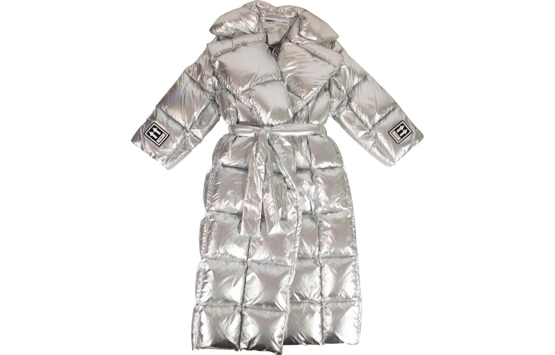 Order 오프 화이트 FW22 실버 타이웨이스트 다운 재킷 루즈핏 패딩 OWEA191F19F760509100