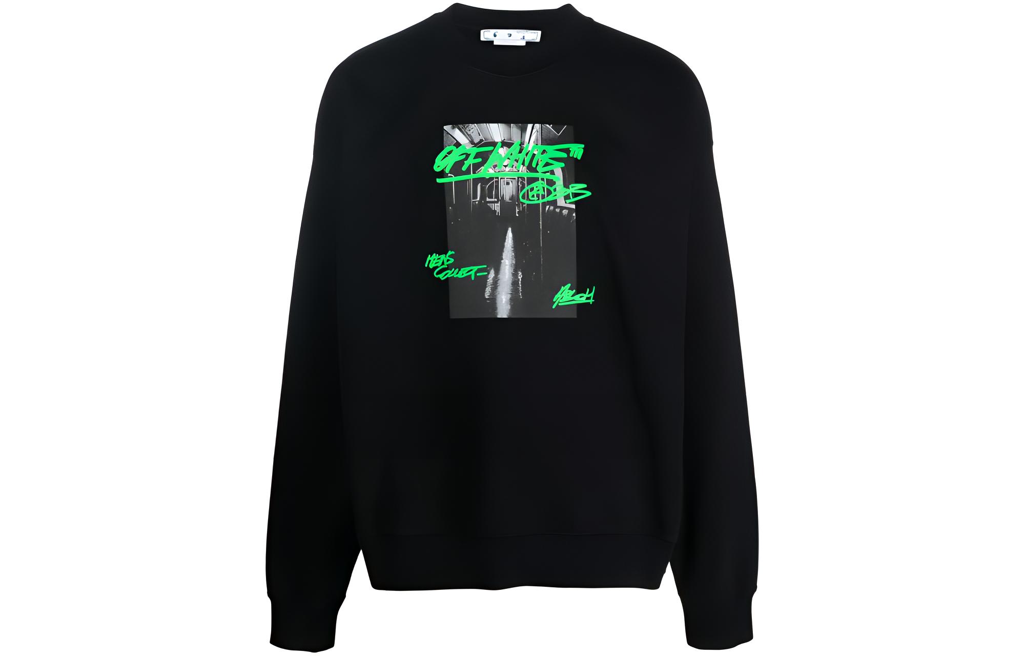 Off-White FW22 Solid Logo Print Crewneck Jacket Black Long Sleeve OMBA054F22FLE00610701070