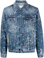 OFF-WHITE FW22 Splatter Denim Jacket Blue Regular Fit OMYE077F22DEN0034000 OFF-WHITE FW22 Splatter Denim Jacket Blue Regular Fit OMYE077F22DEN0034000