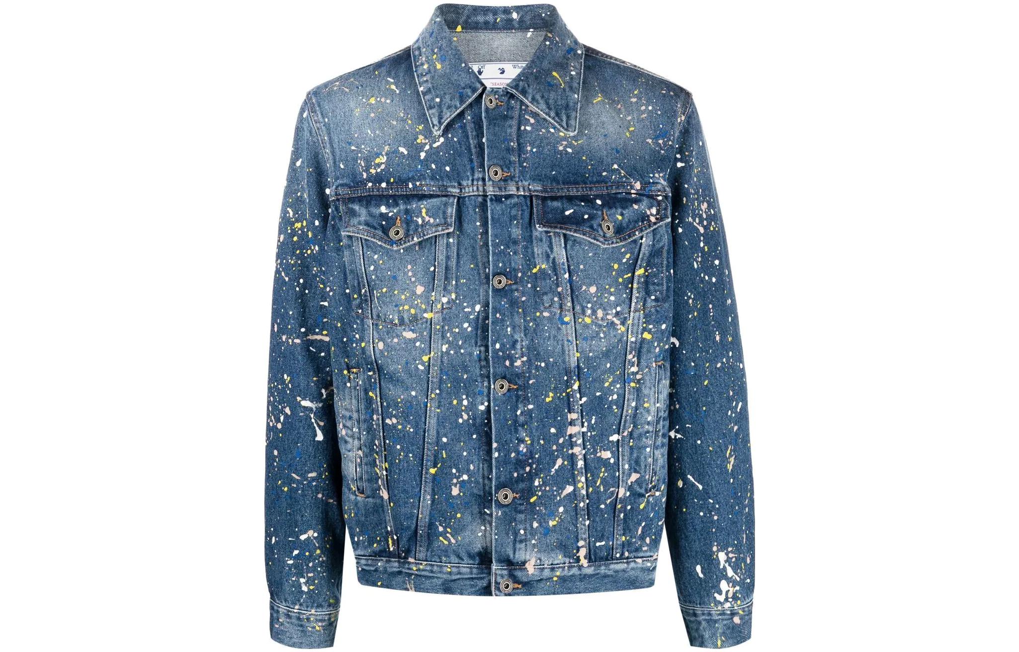OFF-WHITE FW22 Splatter Denim Jacket Blue  Regular Fit OMYE077F22DEN0034000 圖 2