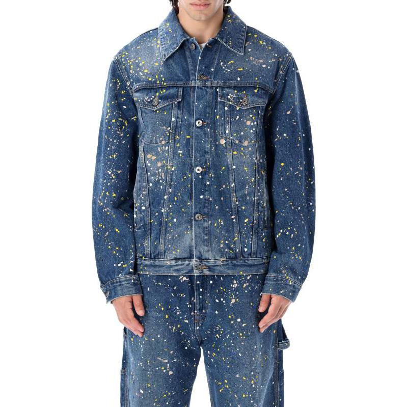 OFF-WHITE FW22 Splatter Denim Jacket Blue  Regular Fit OMYE077F22DEN0034000 圖 5