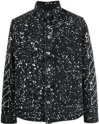 오프화이트 FW22 스플래터 프린트 싱글 브레스티드 롱슬리브 셔츠 블랙 OMYD027F22DEN0011001 Buy 오프화이트 FW22 스플래터 프린트 싱글 브레스티드 롱슬리브 셔츠 블랙 OMYD027F22DEN0011001