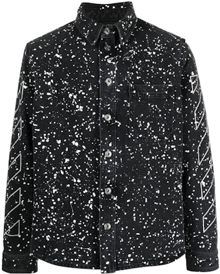 오프화이트 FW22 스플래터 프린트 싱글 브레스티드 롱슬리브 셔츠 블랙 OMYD027F22DEN0011001 Order 오프화이트 FW22 스플래터 프린트 싱글 브레스티드 롱슬리브 셔츠 블랙 OMYD027F22DEN0011001