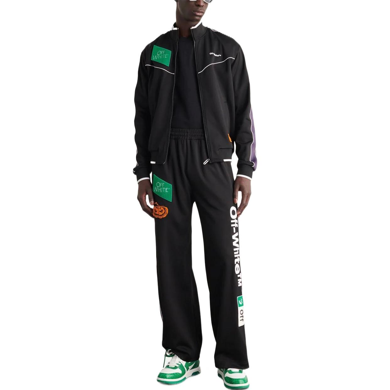 Lookbook OFF-WHITE FW22 Striped Graphic Sweatpants Regular Fit Black -  Style OMCJ020F22FAB0011001