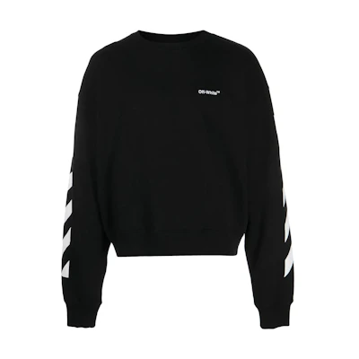 OFF-WHITE FW22 Striped Logo Print Black Sweatshirt Men’s Fall Collection OMBA058C99FLE0011001