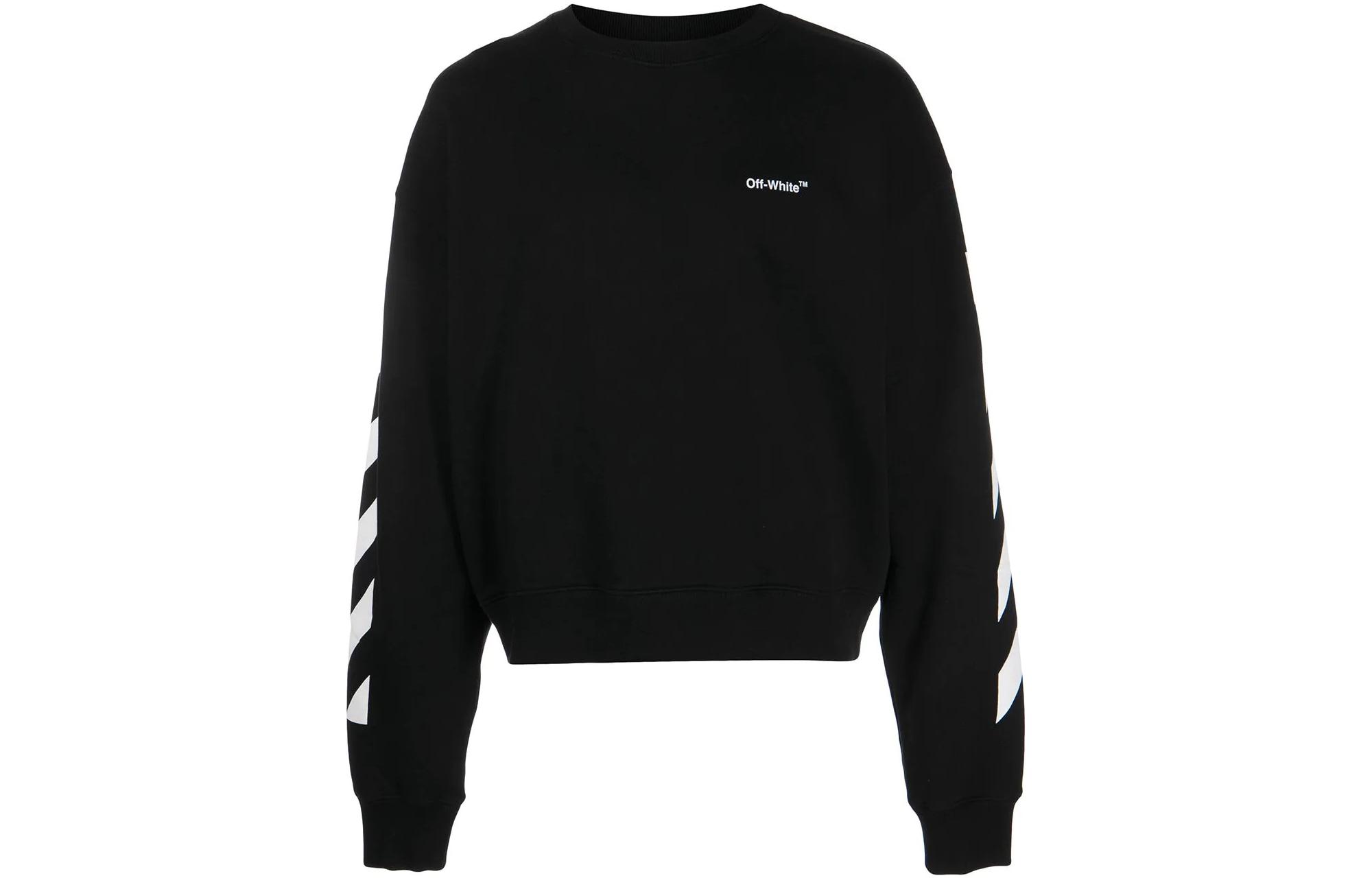 Order OFF-WHITE FW22 條紋logo印花黑色衛衣 男裝秋季系列 OMBA058C99FLE0011001