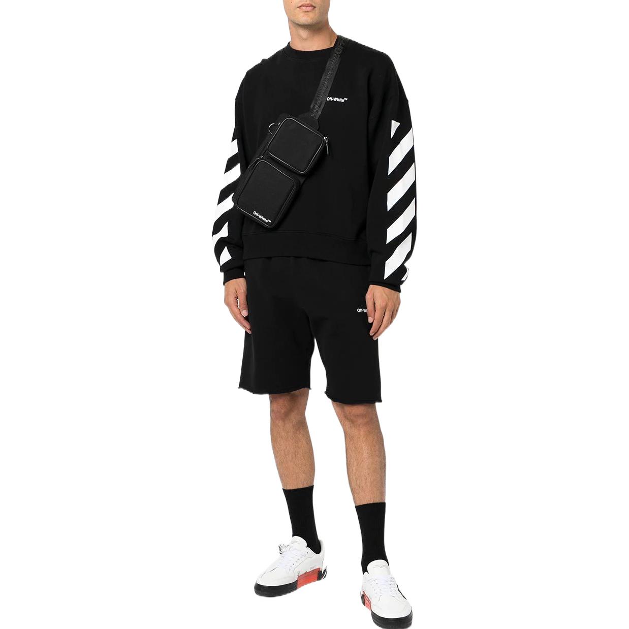 Lookbook OFF-WHITE FW22 條紋logo印花黑色衛衣 男裝秋季系列 OMBA058C99FLE0011001