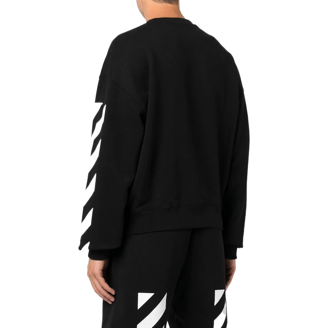 Shop OFF-WHITE FW22 條紋logo印花黑色衛衣 男裝秋季系列 OMBA058C99FLE0011001