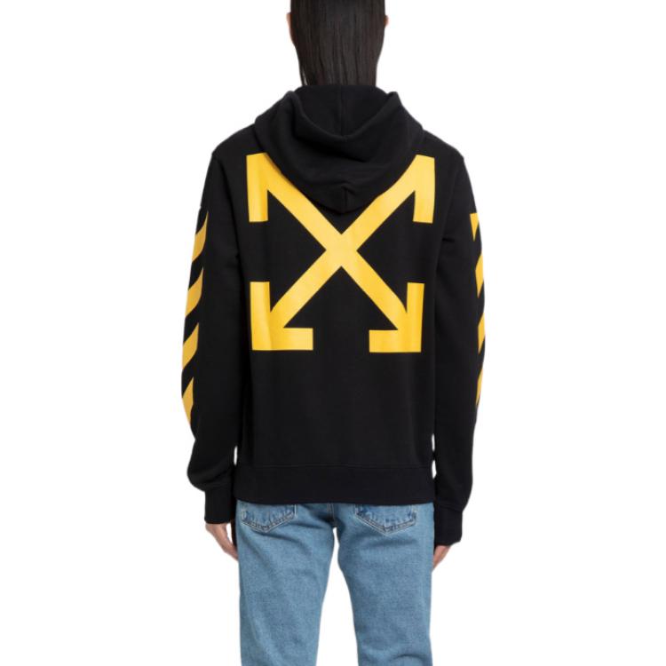 Shop OFF-WHITE FW22 Striped Oil Painting Print Hoodie Black Men’s Pullover OMBB097C99FLE0131001