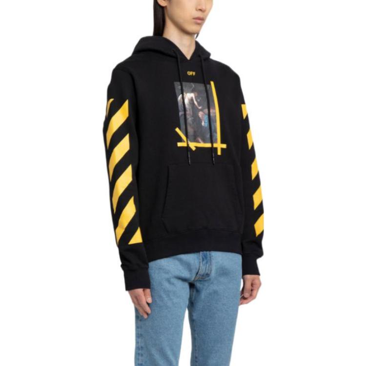 Purchase OFF-WHITE FW22 Striped Oil Painting Print Hoodie Black Men’s Pullover OMBB097C99FLE0131001
