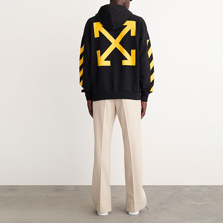 OFF-WHITE FW22 Striped Printed Hoodie Black Menswear OMBB085C99FLE0081001 圖 4