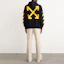 Shop OFF-WHITE 2022秋冬黑色条纹印花连帽卫衣 男款 OMBB085C99FLE0081001