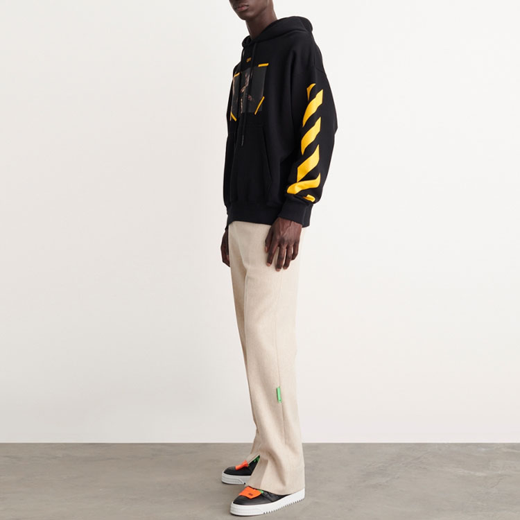OFF-WHITE FW22 Striped Printed Hoodie Black Menswear OMBB085C99FLE0081001 圖 5