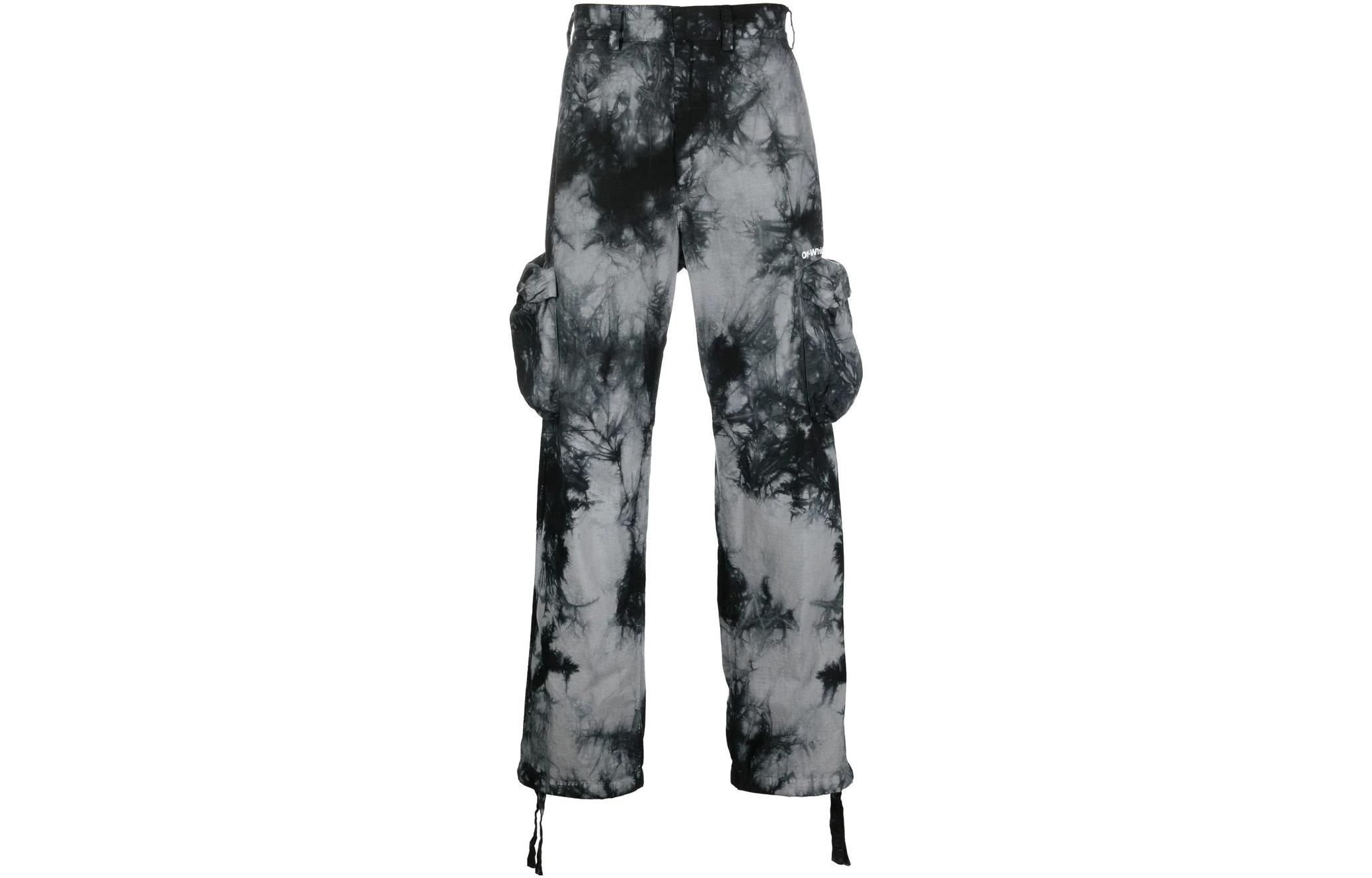 Order OFF-WHITE FW22 Tie-Dye Cargo Pants with 3D Pockets Black Menswear OMCF032F22FAB0010701