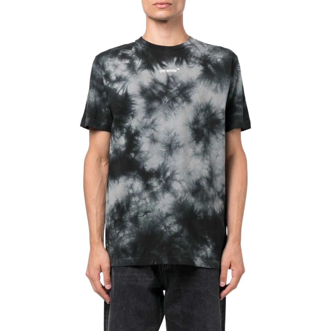 OFF-WHITE FW22 Tie-Dye Crewneck T-Shirt Black  Regular Fit OMAA027F22JER0190701 圖 4