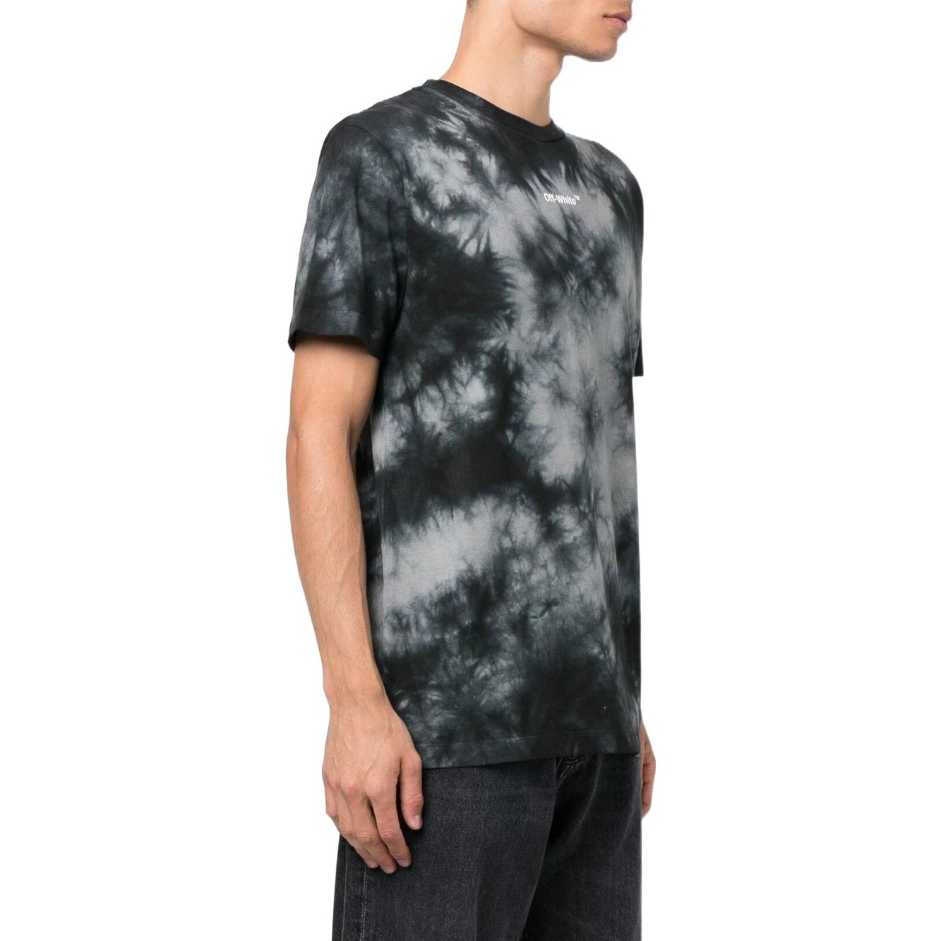OFF-WHITE FW22 Tie-Dye Crewneck T-Shirt Black  Regular Fit OMAA027F22JER0190701 圖 5