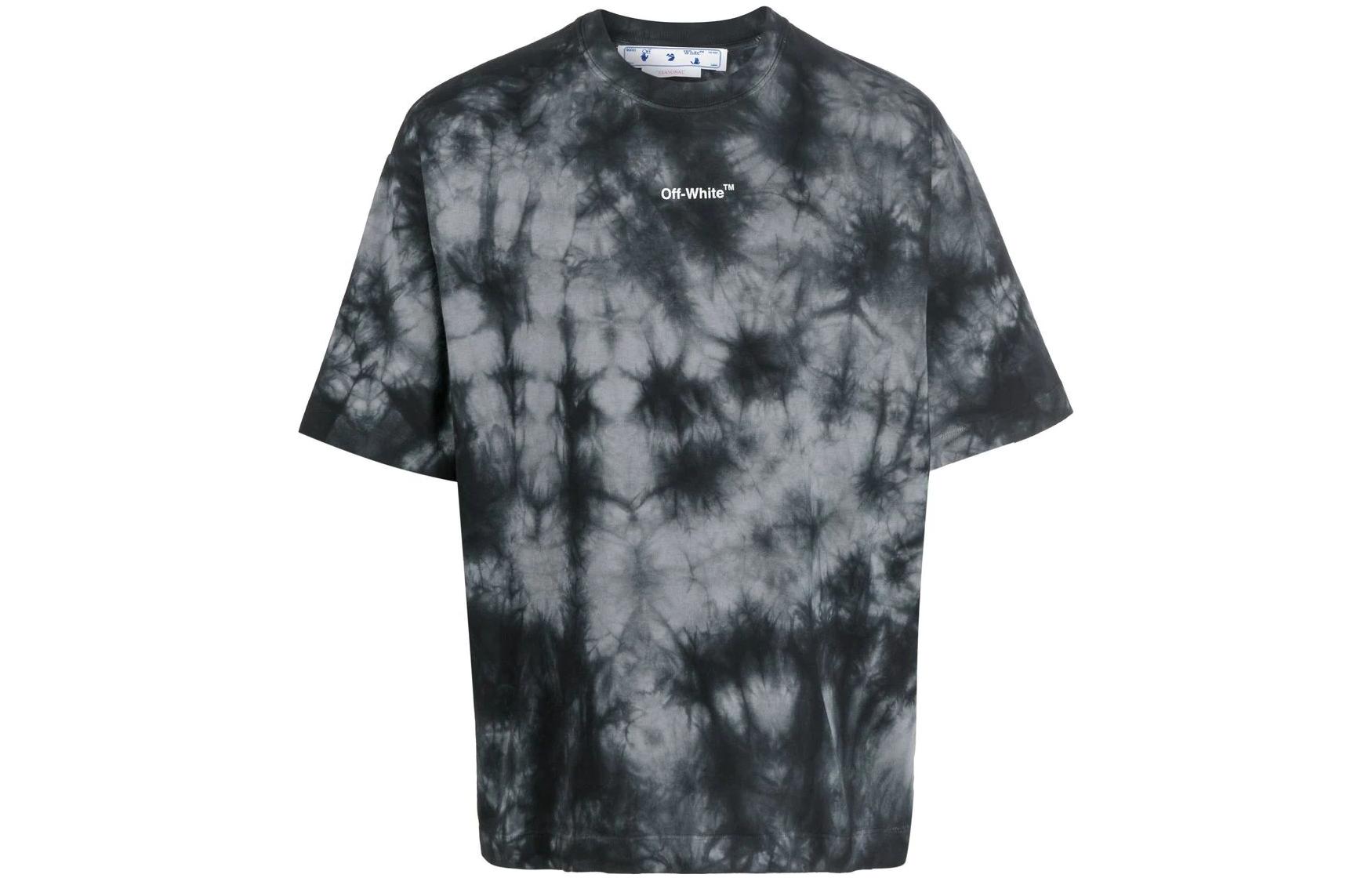 OFF-WHITE FW22 Tie-Dye Logo Print Oversized Grey T-Shirt OMAA120F22JER0090701