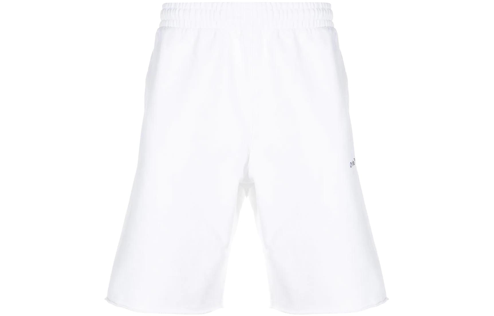 Order OFF-WHITE FW22 Celana Pendek Kasual Print Arrows Putih Regular Fit OMCI012C99FLE0030110