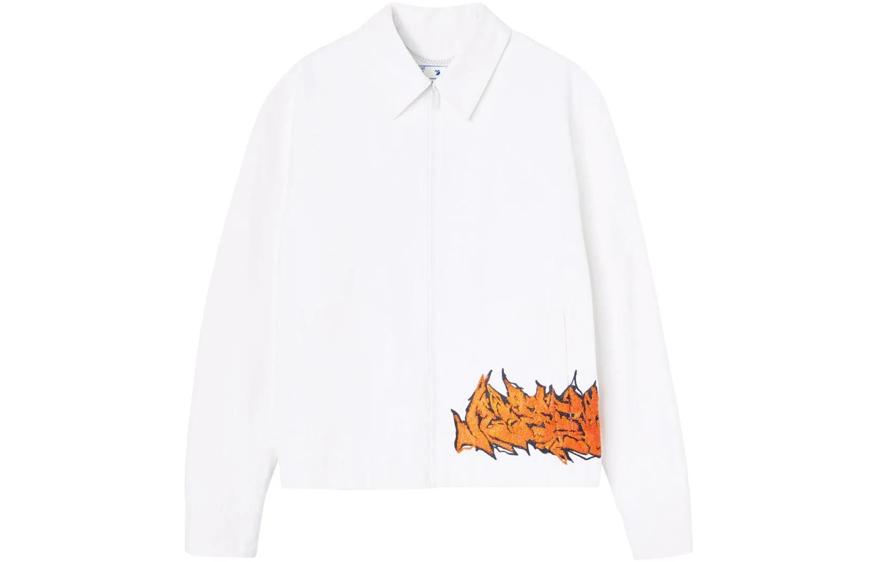 Off-White FW22 White Logo Print Harrington Jacket Casual Outerwear OMEA313S22FAB0010120