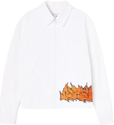 Off-White FW22 白色標誌印花哈靈頓夾克休閒外套 OMEA313S22FAB0010120 Buy Off-White FW22 白色標誌印花哈靈頓夾克休閒外套 OMEA313S22FAB0010120