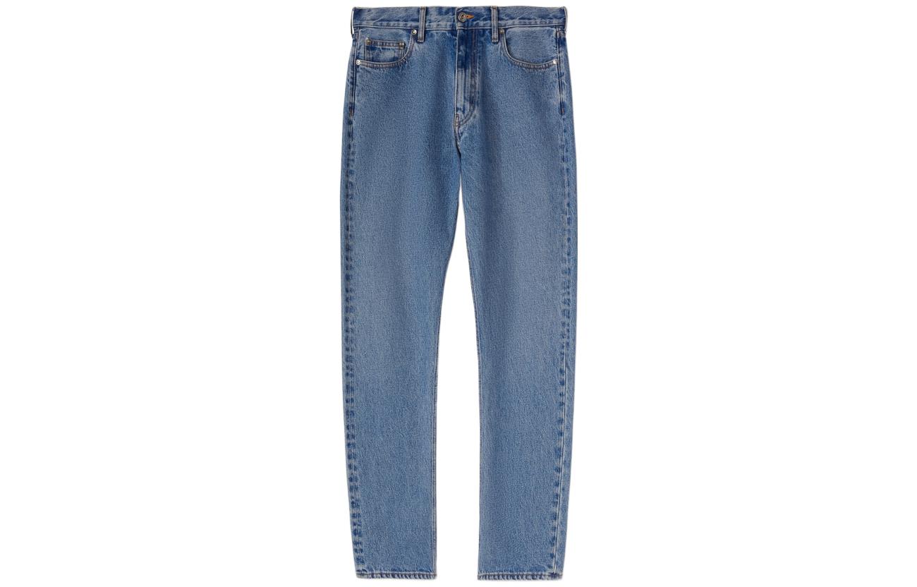 OFF-WHITE FW22 Zipped Mid-Rise Straight Fit Jeans Blue  Loose Fit Denim. OMYA138F22DEN0064900