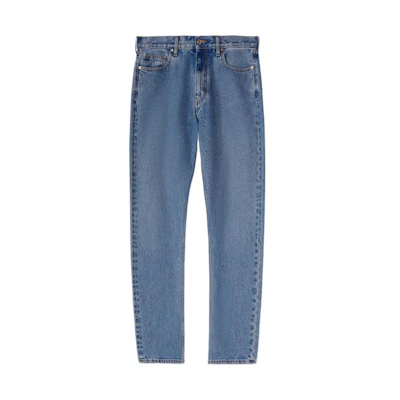 OFF-WHITE FW22 Zipped Mid-Rise Straight Fit Jeans Blue Loose Fit Denim. OMYA138F22DEN0064900