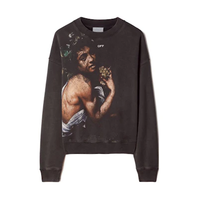OFF-WHITE FW23 Black Oversized Relaxed Fit Crewneck Sweatshirt OMBA054F23FLE0141084
