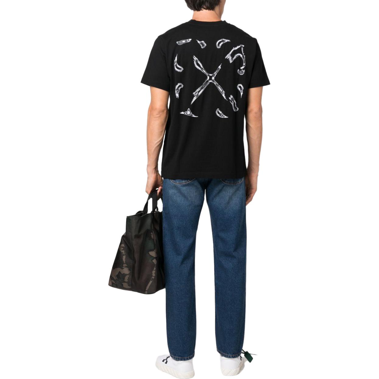 Shop OFF-WHITE FW23 Black Graphic Print Crewneck T-Shirt  Regular Fit. OMAA027F23JER0021001