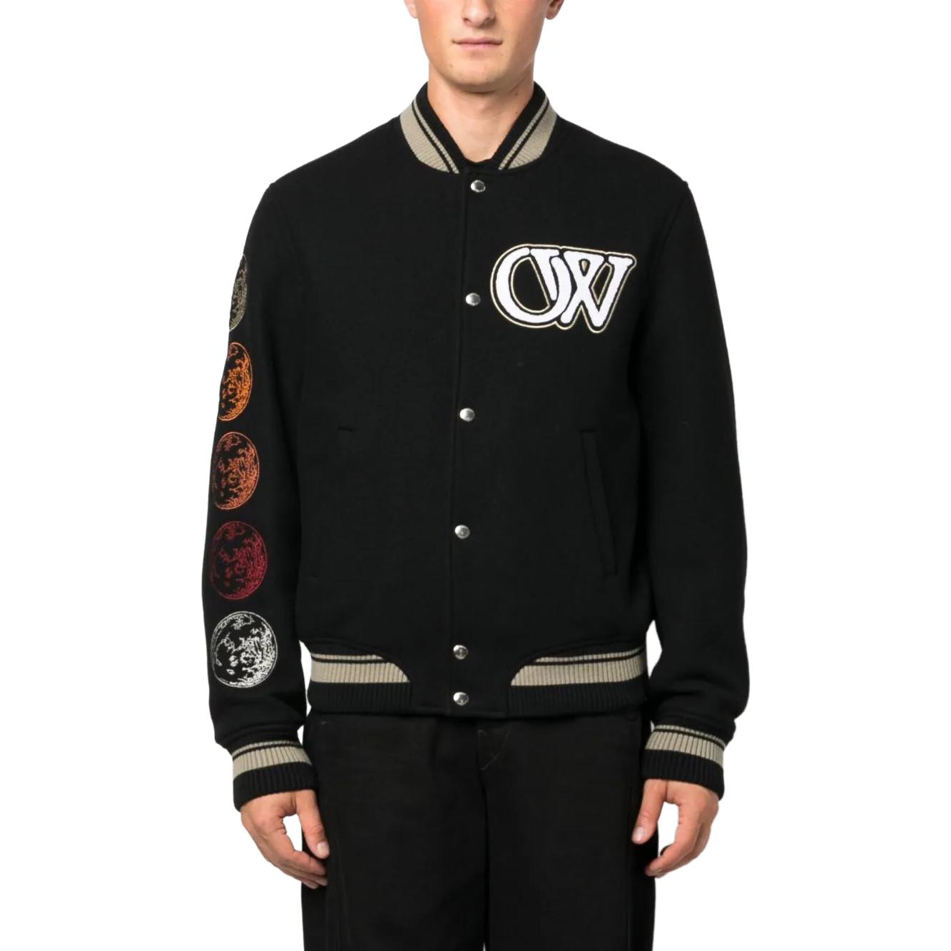 Lookbook Chaqueta Negra Casual Off-White FW23 con Letras Estampadas Hombre Corte Regular OMEH053F23FAB0021001