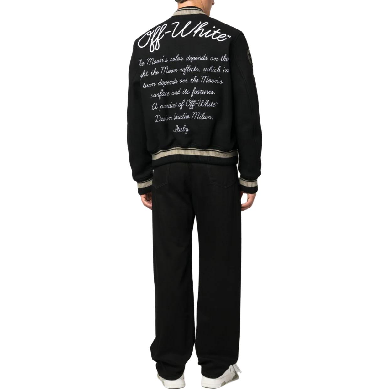 Shop Chaqueta Negra Casual Off-White FW23 con Letras Estampadas Hombre Corte Regular OMEH053F23FAB0021001