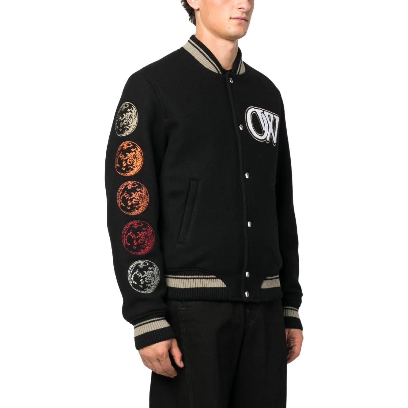 Purchase Chaqueta Negra Casual Off-White FW23 con Letras Estampadas Hombre Corte Regular OMEH053F23FAB0021001