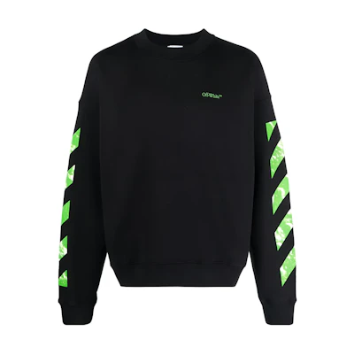OFF-WHITE FW23 Colorblock Print Crewneck Sweatshirt Black OMBA054F23FLE0081050