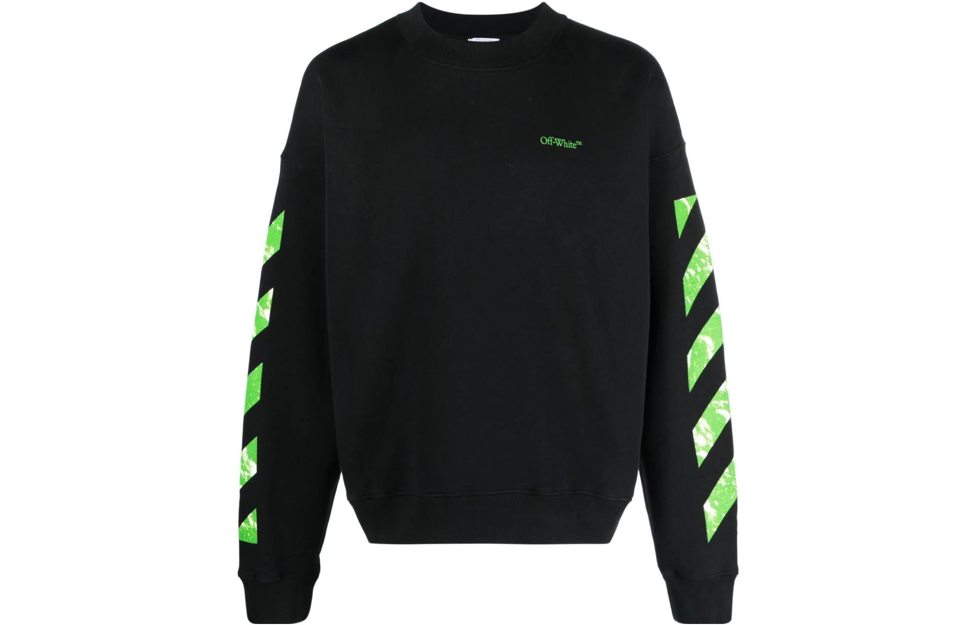 Order 오프화이트 FW23 컬러블록 프린트 크루넥 맨투맨 블랙 OMBA054F23FLE0081050