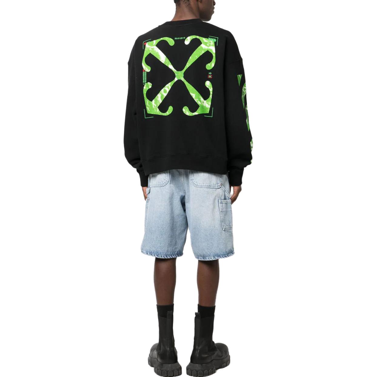 Shop 오프화이트 FW23 컬러블록 프린트 크루넥 맨투맨 블랙 OMBA054F23FLE0081050