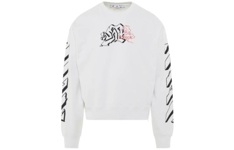 Off-White FW23 Geometric Print Crewneck Long Sleeve Sweatshirt White OMBA058S22FLE003-0110