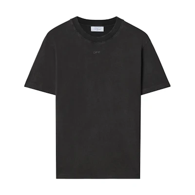OFF-WHITE FW23 Letter Crewneck Short Sleeve Tee Black (). OMAA027F23JER0111084