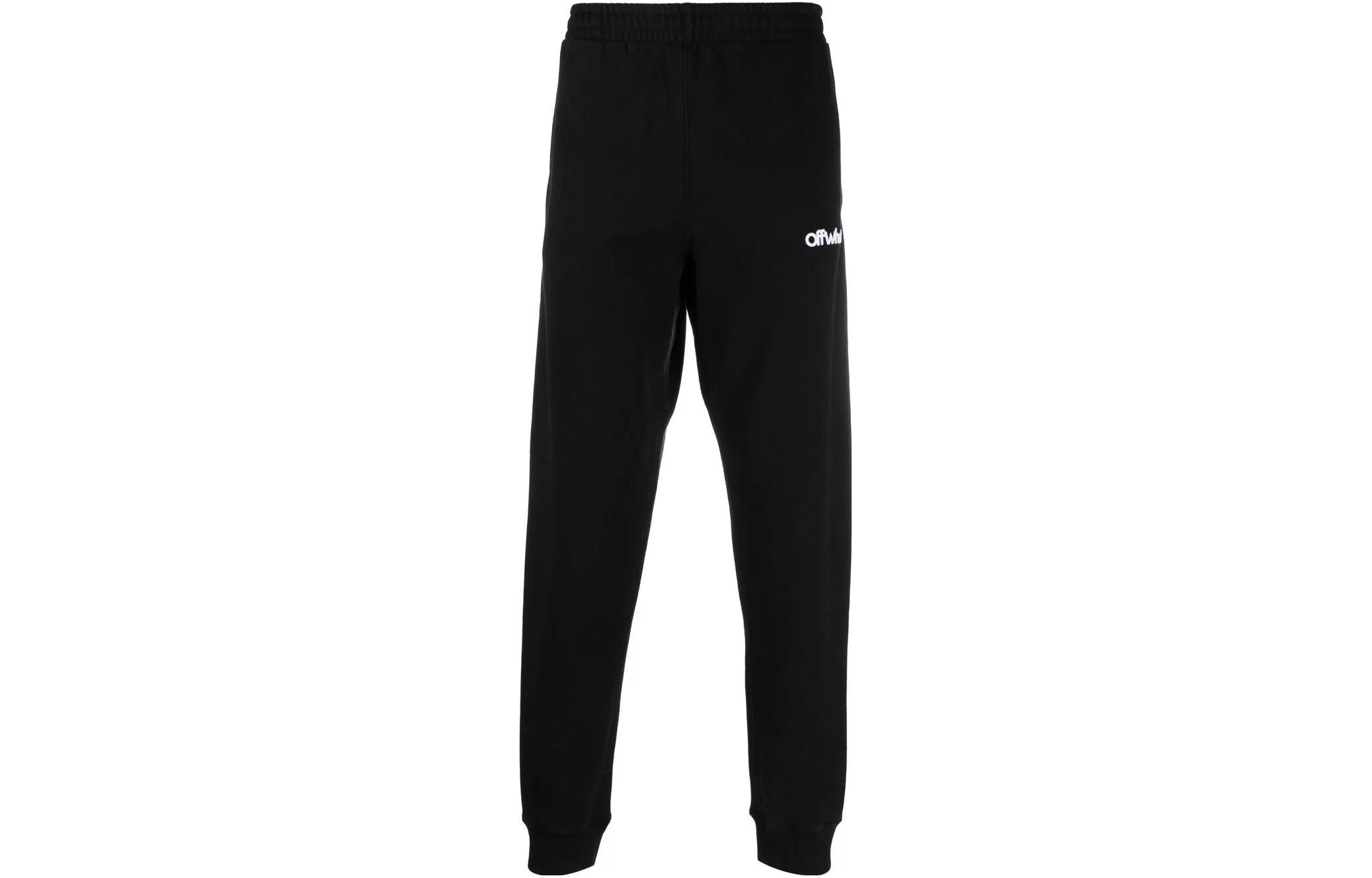 OFF-WHITE FW23 Logo Embroidered Casual Sweatpants Black  Regular Fit OMCH033S23FLE0011001