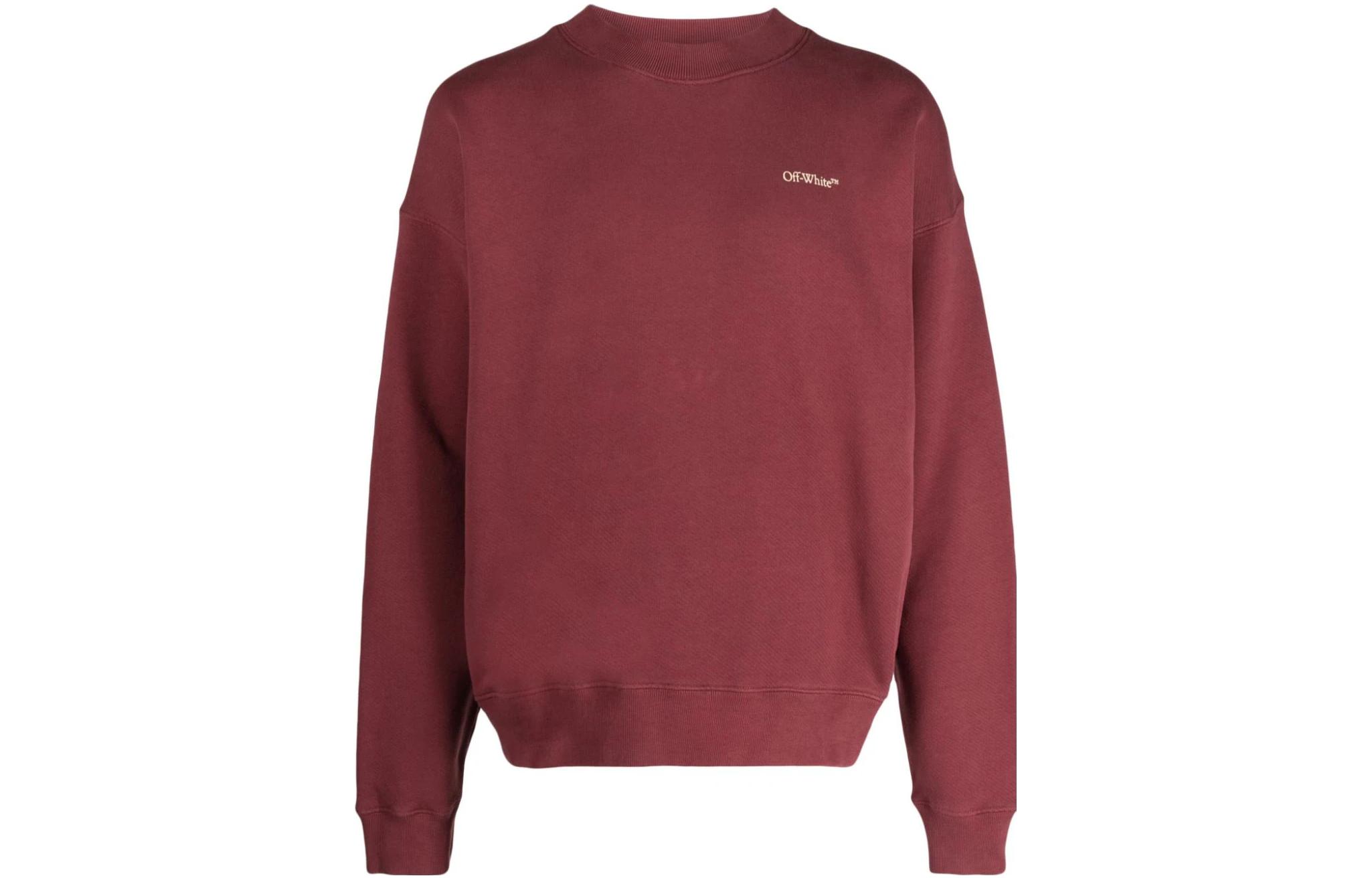 Off-White FW23 Logo Print Regular Fit Sweatshirt Burgundy OMBA054F23FLE0092884
