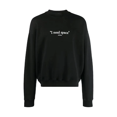 Off-White FW23 Slogan Graphic Cotton Crewneck Long Sleeve Sweatshirt Black Mens OMBA054F23FLE0021001