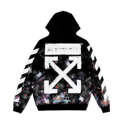 OFF-WHITE Galaxy Brush Graffiti Hoodie Zip Jacket Black OMBB003F176190309901