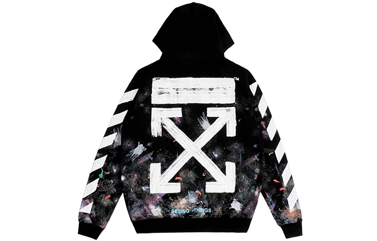 Order OFF-WHITE Galaxy Brush Graffiti Hoodie Zip Jacket Black OMBB003F176190309901