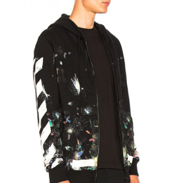Purchase OFF-WHITE Galaxy Brush Graffiti Hoodie Zip Jacket Black OMBB003F176190309901
