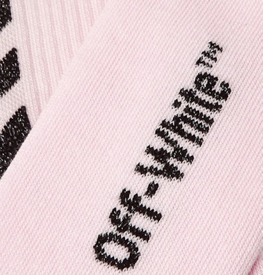 Off-White Glittered Diag Logo Intarsia Stretch Socks (SS19) Pink/Black Lookbook Off-White Glittered Diag Logo Intarsia Stretch Socks (SS19) Pink/Black