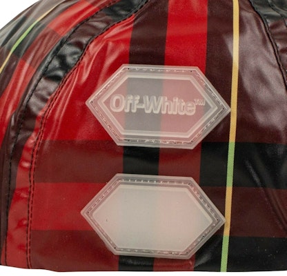 Off-White Glossy Baseball Hat Plaid/Red Lookbook Off-White Glossy Baseball Hat Plaid/Red