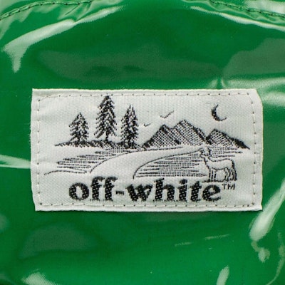 Off-White Glossy Patch Logo Baseball Hat Green Lookbook Off-White Glossy Patch Logo Baseball Hat Green